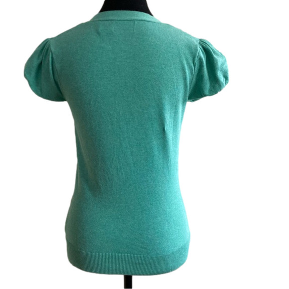 KERSH green stretch cotton short sleeve cardigan. Size M (fits S) - Picture 6 of 10